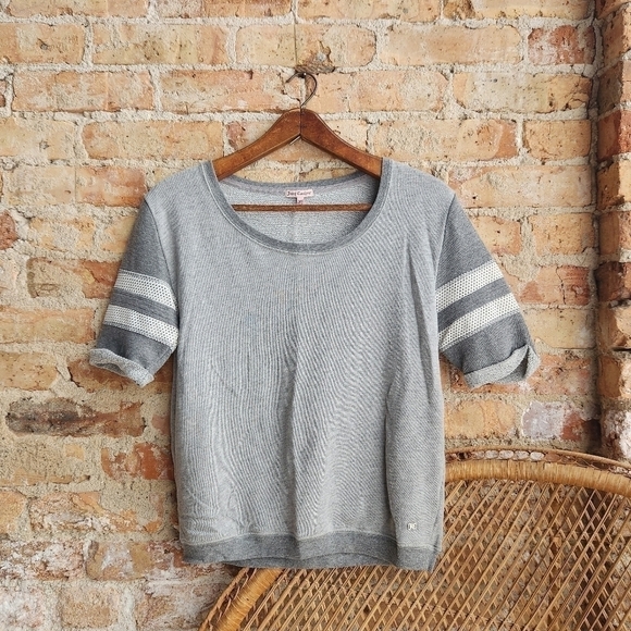 Juicy Couture y2k Terry cloth short mesh sleeve pullover - Picture 1 of 7